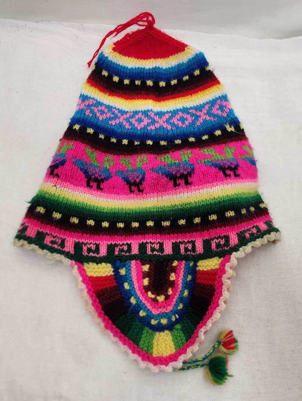 Peruvian Colorful Wool / Alpaca Toddler Beanie Earflaps Tassel Handmade